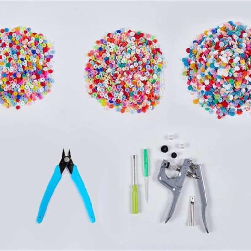 sasa辅料 混色1000套t5 糖果色树脂塑料四合扣暗扣扣子套装工具