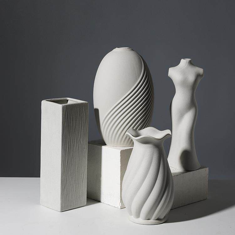 压缩木质简约密度板花瓶客厅干花插花落地大花瓶家居装饰花奥茜珊