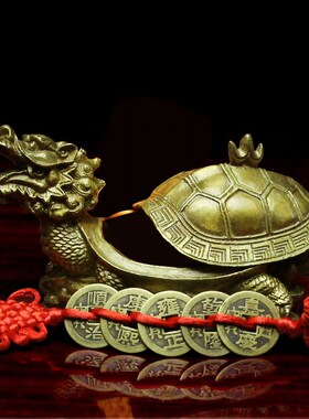 铜龙龟摆件龙头龟母子龙龟开盖龟送五帝钱
