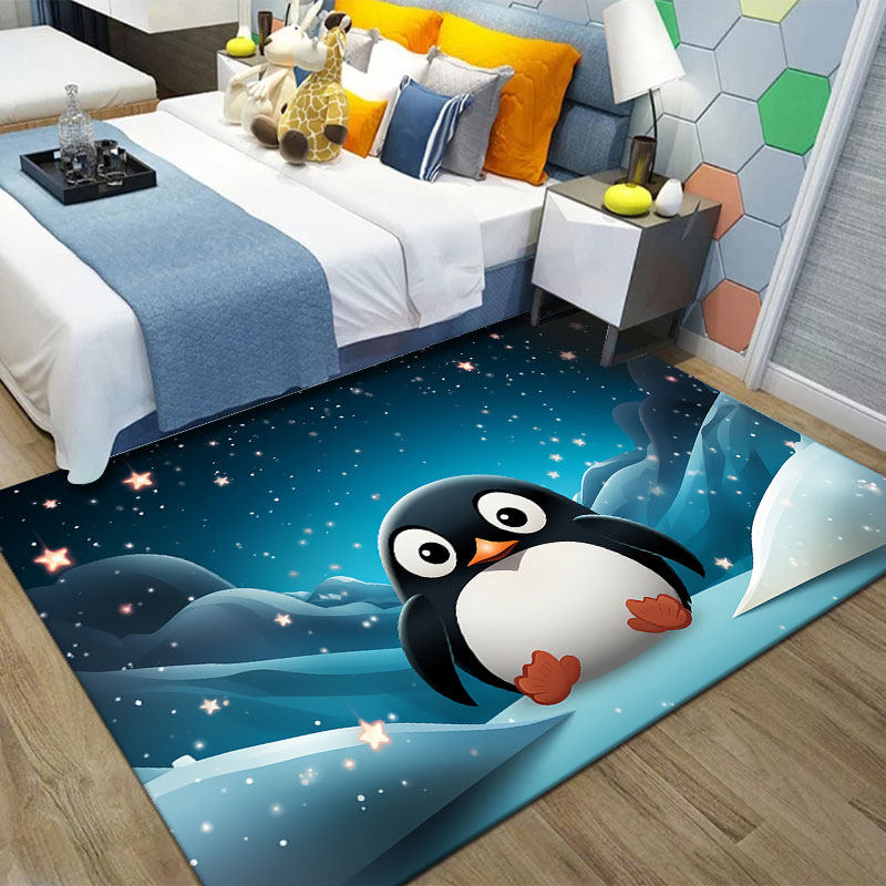儿童家用客厅卡通大面积地毯风企鹅沙发茶几垫卧室高级床边毯地垫