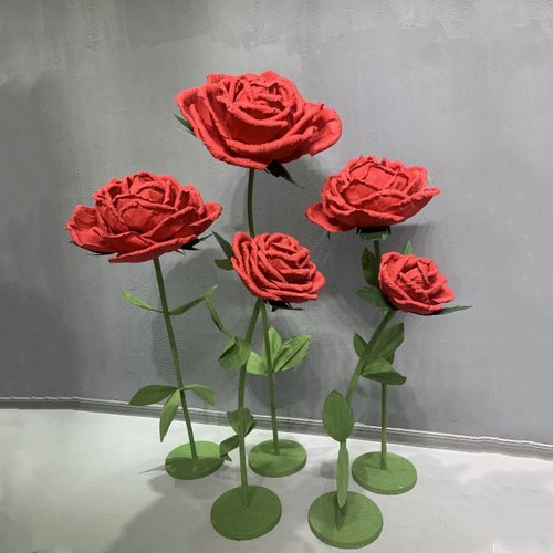 婚庆道具路引纸花佳人玫瑰婚礼舞台装饰创意橱窗摆件手工立杆花艺