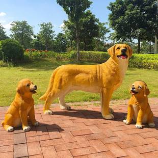 户外仿真狗雕塑猎狗秋田贵宾金毛狼狗模型宠物店花园庭院景观摆件