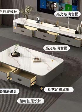 玻HTQ璃电柜客厅家用小户型20视25现代约简桌轻奢茶欧式落地茶几