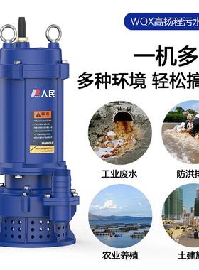 污泵人民水QXBWM高扬程20V工程泵化工排污3W80V农田灌溉立2式潜水