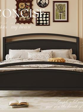 现代简床约木床美式复古出租房实用双人床黑色米51YFWJ-W28的储物