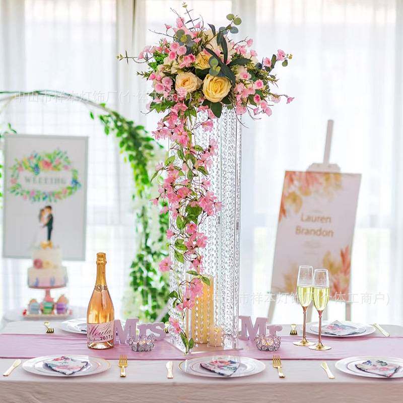 时尚婚礼道具 亚克力几何水晶珠帘花架餐桌T台路引造型 创意装饰