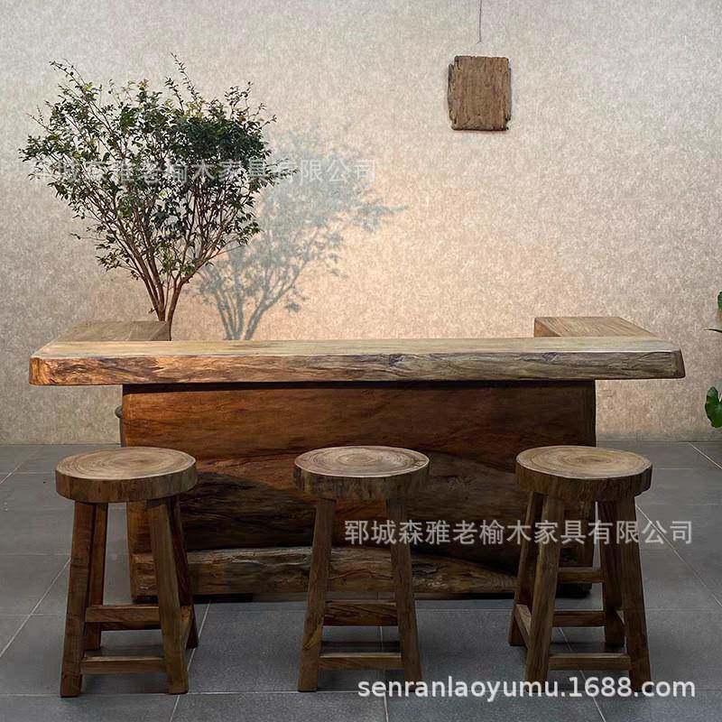 老榆木生态YWS原木实木约家具纯实原木桌小茶几茶桌小茶简现代茶