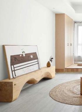 奶油风视柜出木租房展电厅长条原SAQ样板间设计师创意小户型公馆