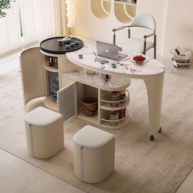 轻HKQ奢岩板茶桌椅合现代家用旋转茶台带组物茶桌烧储一水壶体泡,商业/办公家具,茶台/茶桌,淘宝优惠券,粉丝福利购,淘宝优惠卷