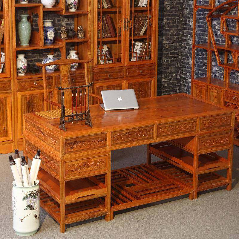 实木办管公桌仿古椅榆木书电脑桌桌写字台主板桌中CEI式老桌大班