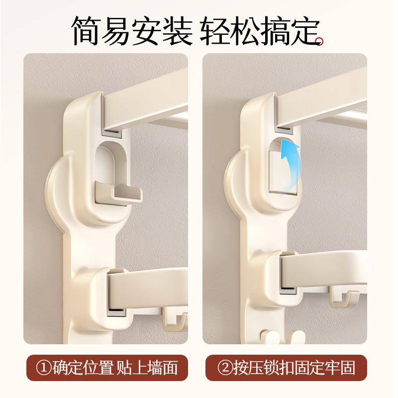 吸盘免毛巾架卫生间打孔浴巾置物子太空EbrRXYyC铝架厕所奶室油风