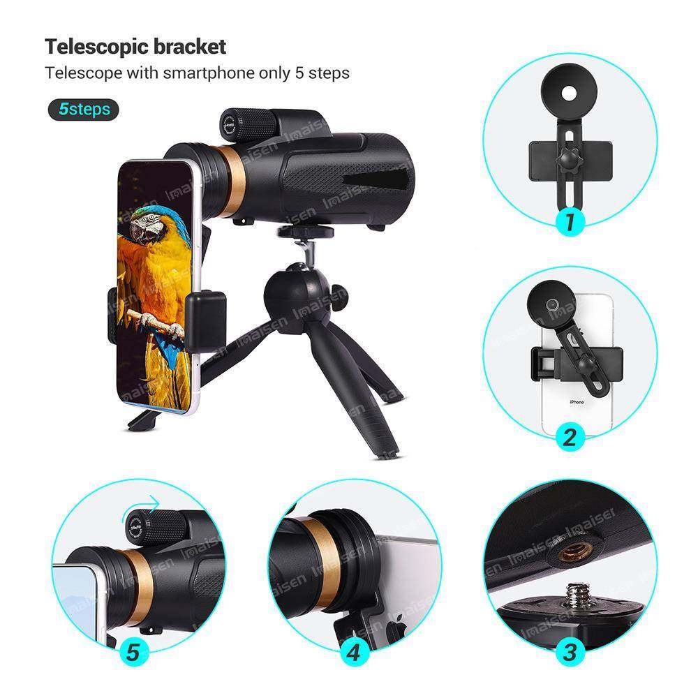 14x60户外旅高绿膜单筒望远A镜演唱会游BK4清棱镜带手机KWR夹三脚