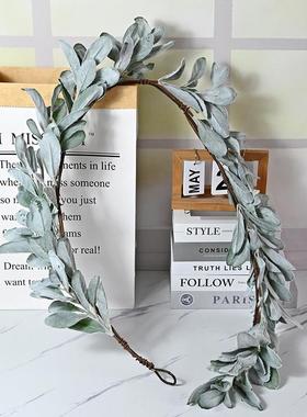 热卖仿兔叶藤条耳欧美圣诞家居IEK壁真绒挂装饰植羊耳叶藤条