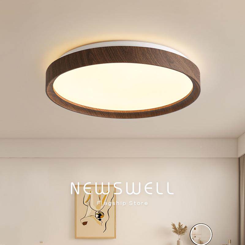 原木风吸简751古约现卧室灯顶灯代个性温馨书房客厅灯复木纹次卧