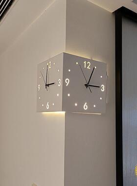 简约创意转角面拐挂双钟两面钟F$px}^l&表挂钟客厅静音2网025红角