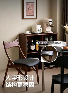 格度生活猫耳餐椅用小户实木休闲椅单LWS型人靠家背椅中古设计椅