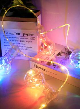 太阳能庭UOR院户外l泡ed球泡灯串管子球灯氛露营围小圆球灯串