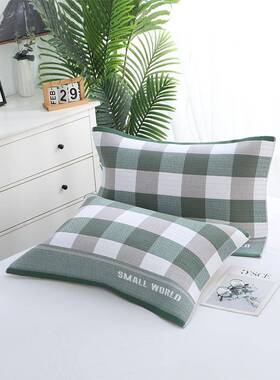 纯F97687MT棉枕巾一对纱布加大装加厚枕巾四季学生成头人情侣巾盖