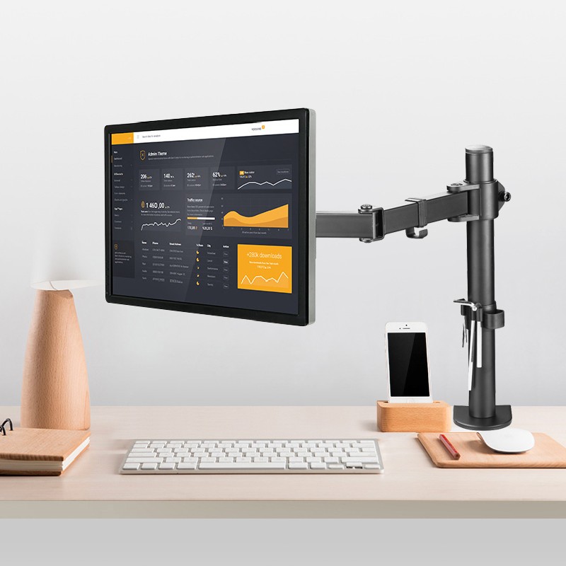 电脑显示器支架免打孔桌面台式单屏幕可伸缩17-32英寸锁孔夹具式