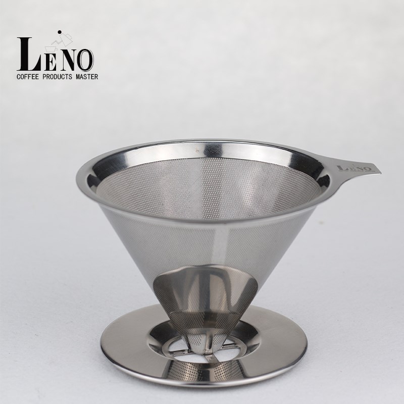 LENO双层细密咖啡过滤网不锈钢手冲咖啡滴漏式壶免滤纸过滤杯