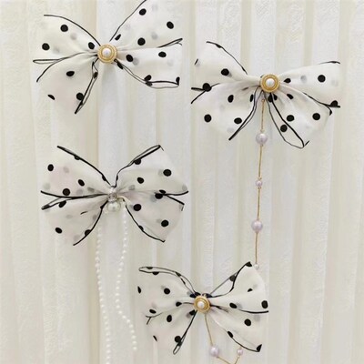 一明窗饰新款窗帘装饰品波点蝴蝶结小圆点蝴蝶结带别针