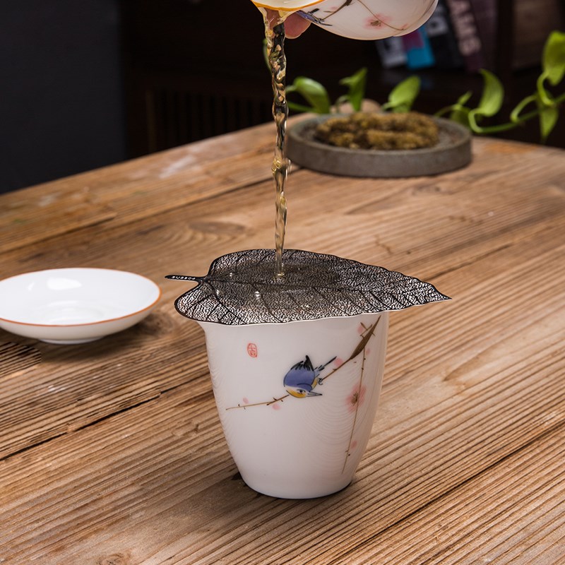 珺韦达手绘填彩陶瓷公道杯甜白釉功夫茶海分茶器匀茶杯白瓷公道杯