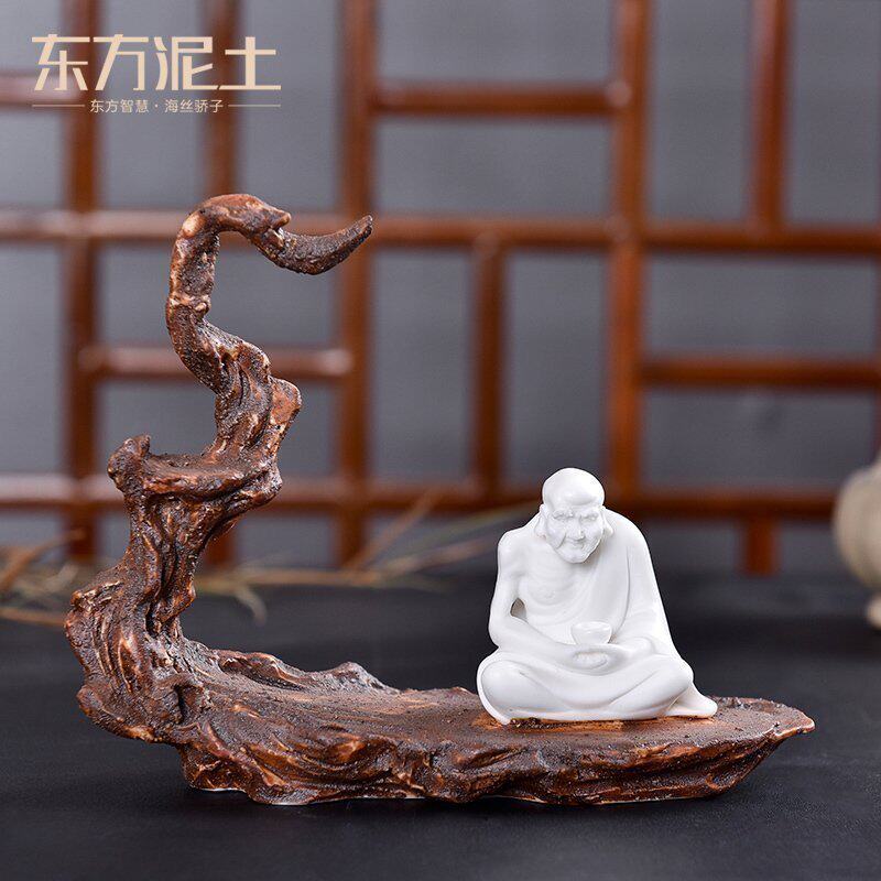 【停产优惠】白瓷雕塑艺术品 客厅博古架摆件/静坐罗汉图片