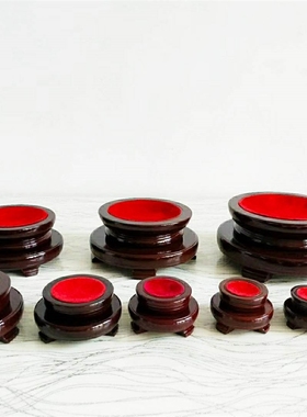 仿古红木圆形水晶球底座大号可旋转木托家居双层木底座装饰摆件