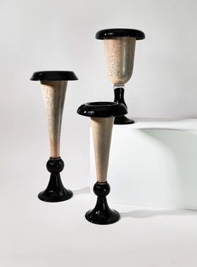 中古风手工玻璃异形创意花瓶复古风样板间蘑菇头肌理疏离花器摆件