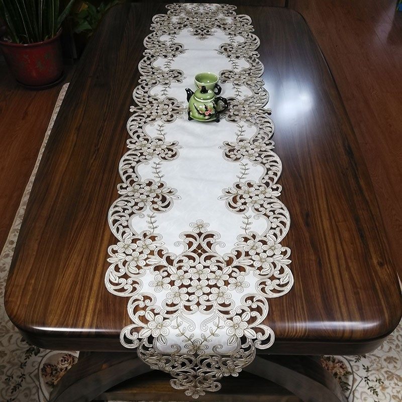 中式欧式高档布艺刺绣藤蔓花桌布茶几巾桌旗桌垫电视柜餐边柜盖巾
