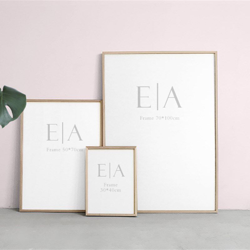 进口橡木水曲柳樱桃木黑胡桃榫卯原木细边框窄边实木画框相框定制