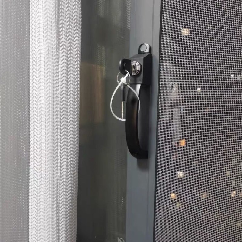 推拉五金插销锁窗户拉手锁推拉门纱门铝合金拉手门窗配件锁扣把手