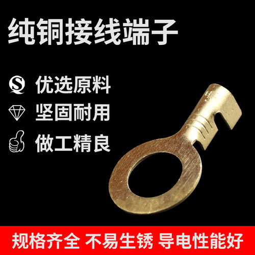 100只装 DJ431-10C接线端子 圆形接线片 10mm接地片 0.8厚O型端子