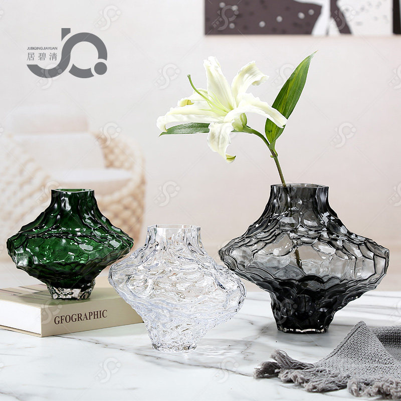 欧式创意峡谷玻璃花瓶家居水培客厅摆件百合玫瑰雪柳鲜花桌面装饰