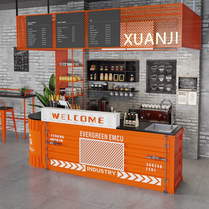 工业风吧台收银台店铺小型便利店酒吧复古餐厅创意转角前台接待台