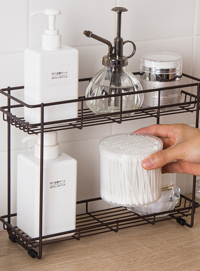 ORZ 卫生间桌面置物架夹缝双层收纳浴室洗手间免打孔洗漱台整理架