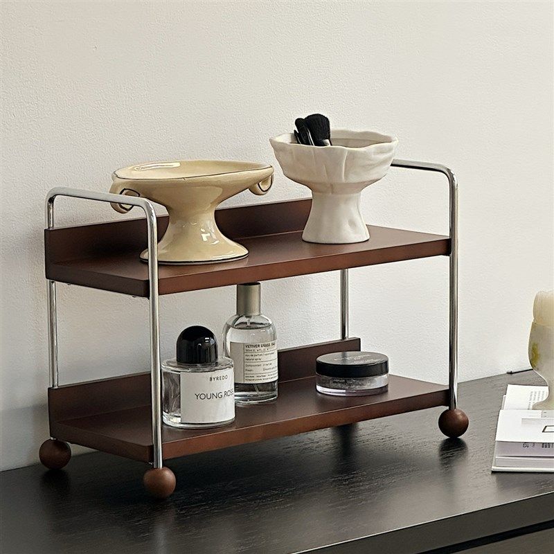 高颜值双层桌面置物架水杯化妆品香水香薰护肤品收纳展示架高级感