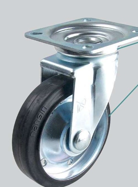 J-CPJ01-D150-RA 6寸黑色高弹橡胶活动轮 怡合达脚轮