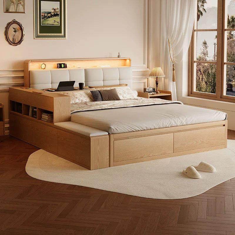 进口橡木全实木床1米8高箱储物床2025年新款现代简约主卧双人大床