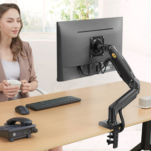 F80电脑显示器支架屏幕免打孔桌面升降万向旋转托架底座增高架