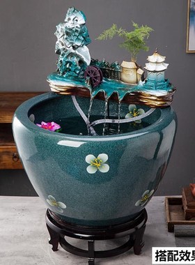 搭配鱼缸流水摆件金鱼缸喷泉加湿器循环水摆件办公室流水