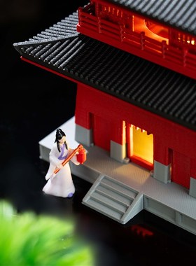 中式古建筑微缩摆件模型开元寺钟楼微景观假山鱼缸古建筑庭院