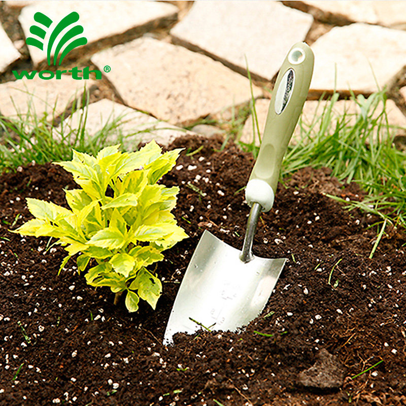 沃施worth园艺不锈钢铲子工具3件套家用盆栽种花铲户外种菜挖土铲