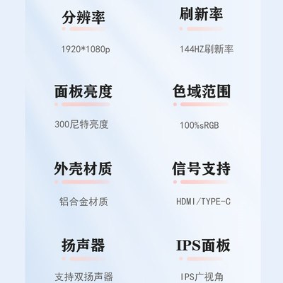 15.6寸1k144hz便携屏笔记本扩展显示器副屏显示屏便携式拓展屏