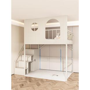 铁艺高架床上床下空阁楼公寓错位单上层上床小户型组合树屋高低床