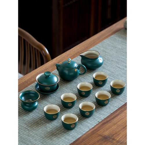 陶瓷功夫茶具套装家用送礼中式轻奢高档礼盒办公室泡茶壶盖碗茶杯