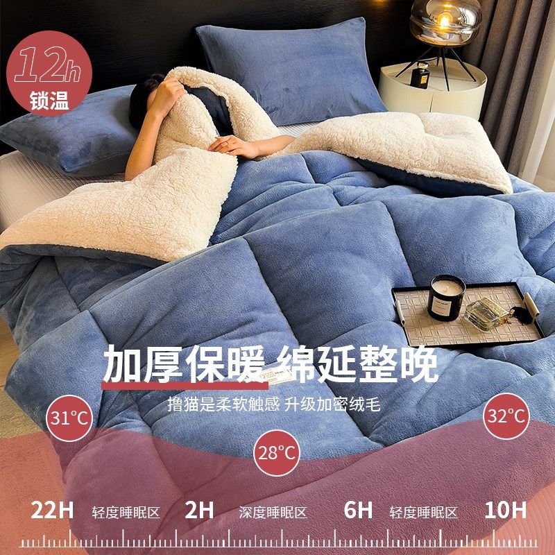 冬季羊羔绒被子棉被被芯冬天2025新款宿舍单人秋冬被加厚保暖10斤,床上用品,化纤被,淘宝优惠券,粉丝福利购,淘宝优惠卷