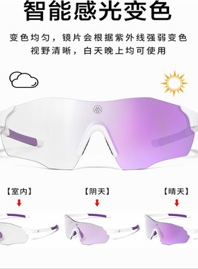 摩登超轻感光变色日夜两用偏光墨镜马拉松专业跑步运动护目太阳镜
