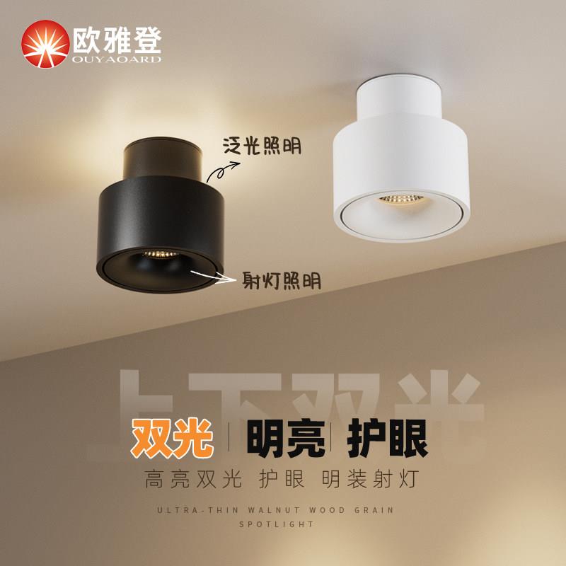 北欧简约明装射灯LED双光护眼筒射一体玄关过道高亮防眩光天花灯