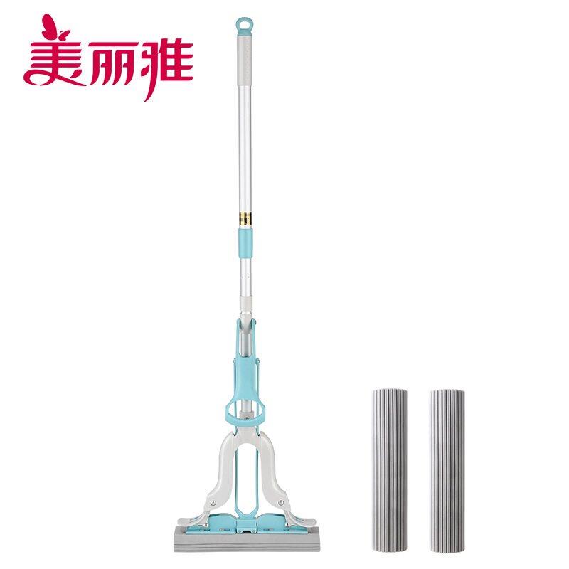 美丽雅拖把胶绵海绵吸水免手洗对折式挤水家用拖布飞翼多功能拖头